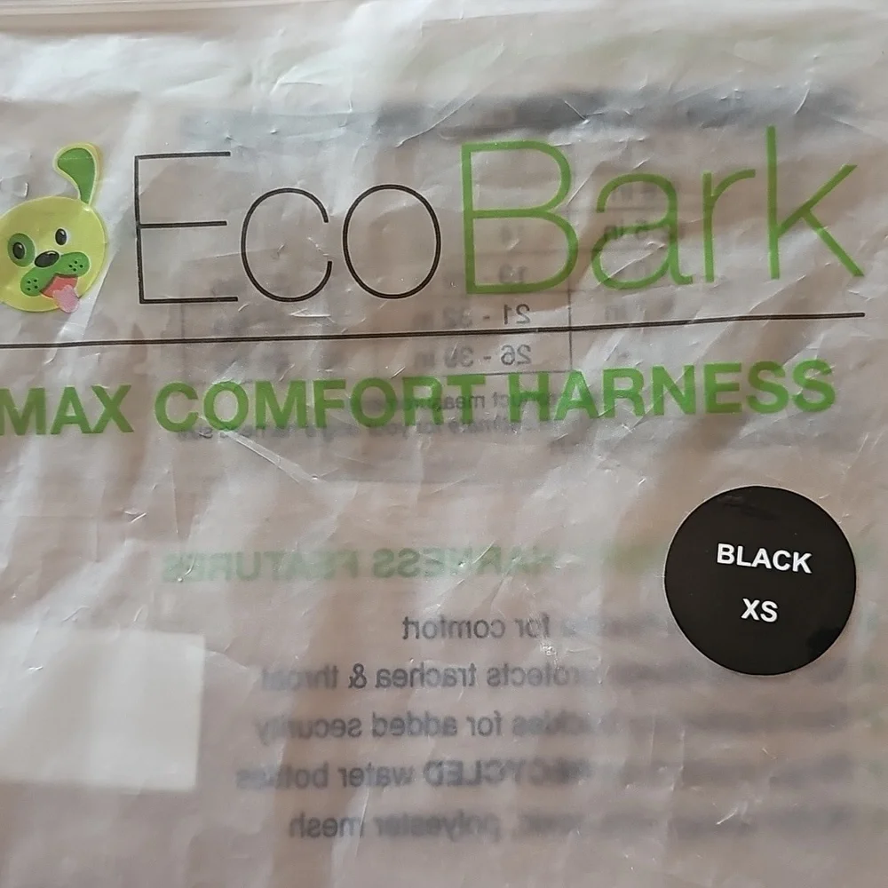 EcoBark Black Colored Dog Harness XS & Leash Bundle New in Package